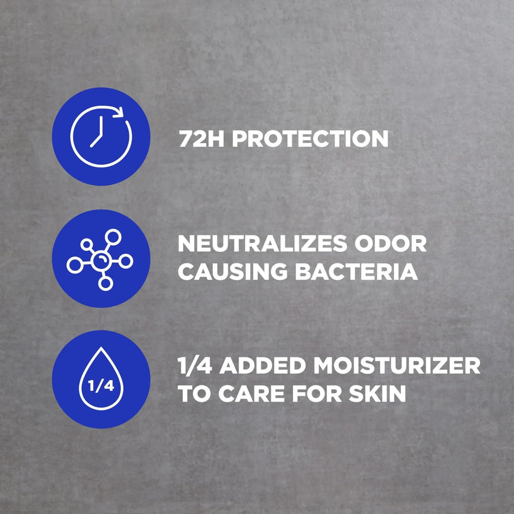 Close-up of Midnight Classico label on Dove Men+Care deodorant highlighting the refined scent.