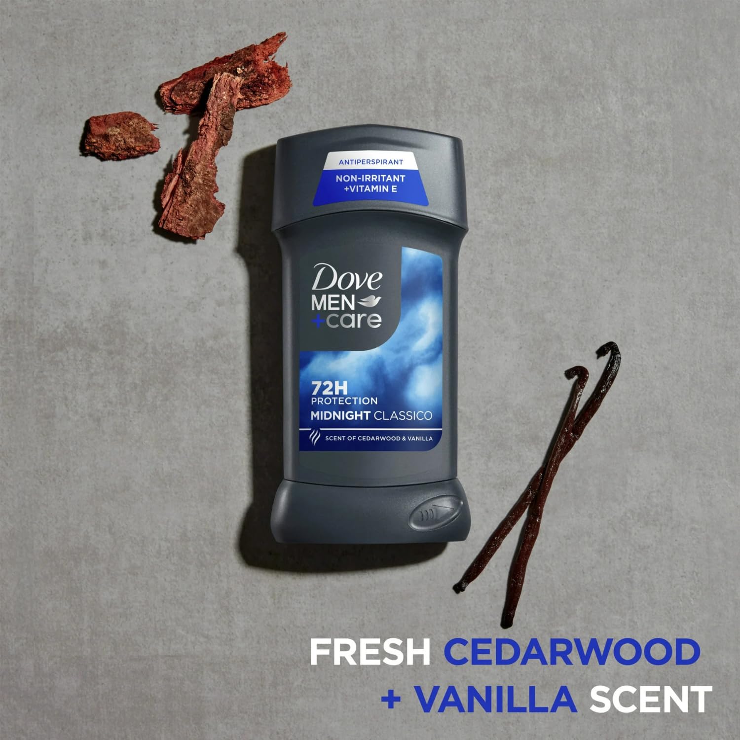 Dove Men+Care Midnight Classico deodorant stick ready for daily protection.