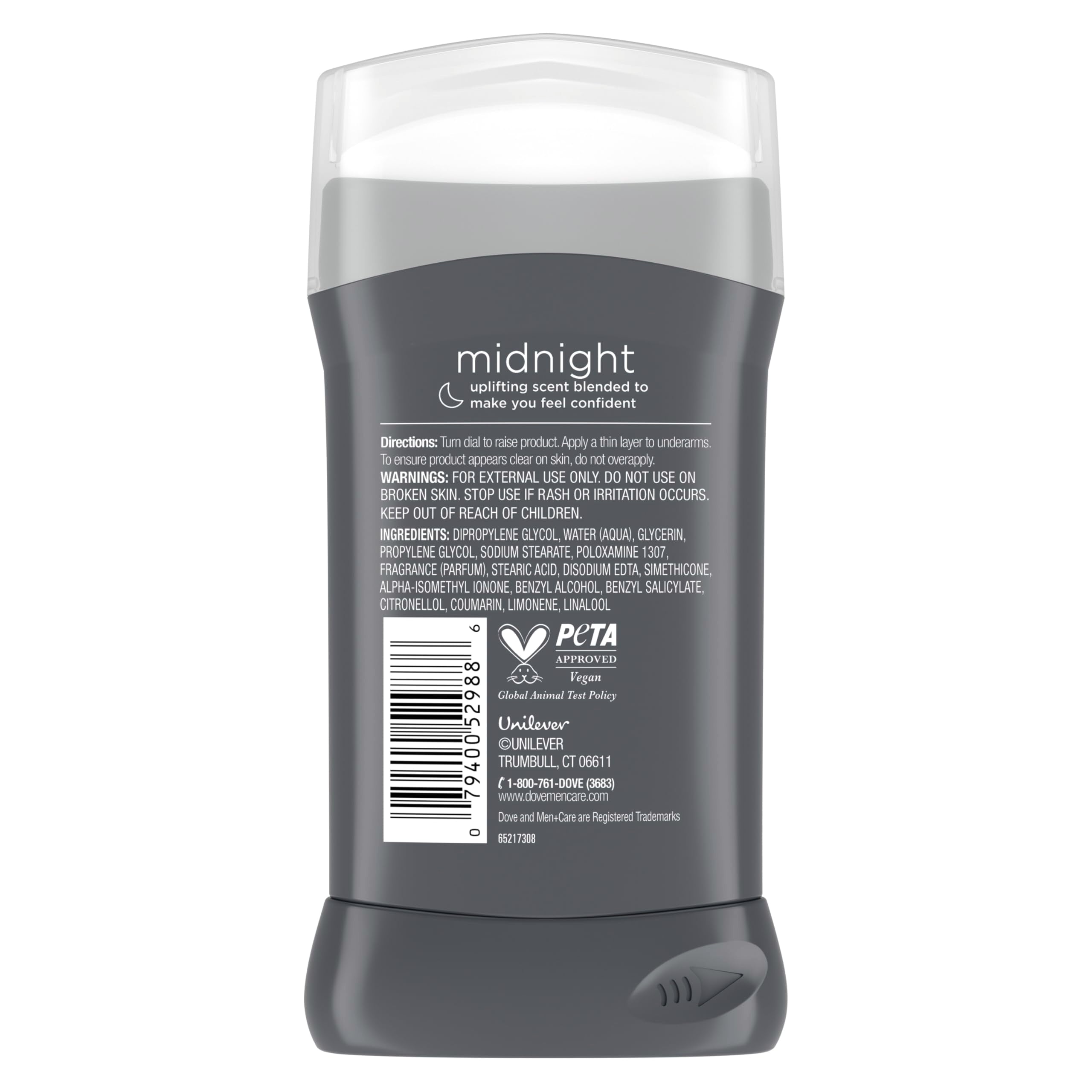 Dove Men+Care mood-boosting scent with bergamot and white amber fragrance.