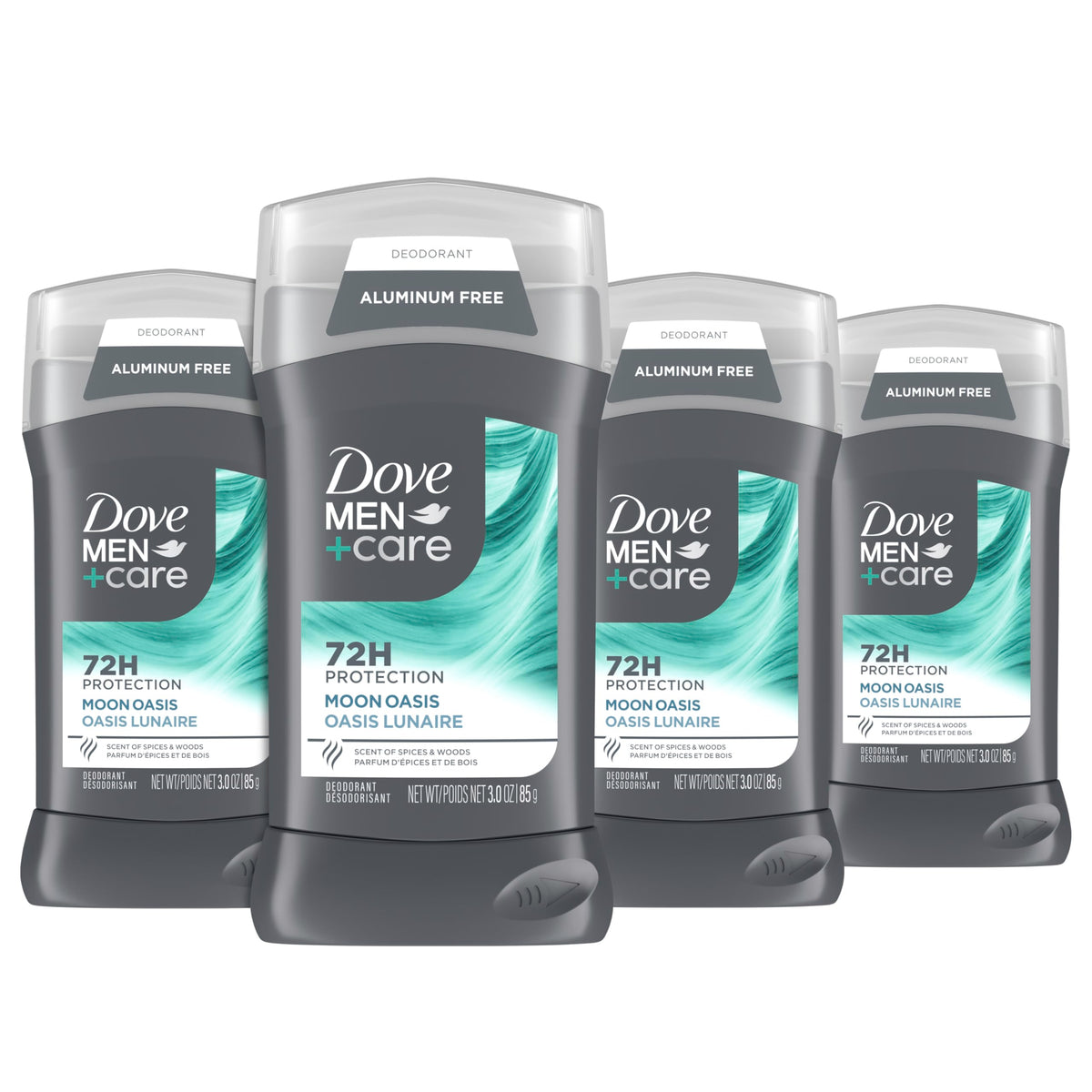 Moon Oasis deodorant stick close-up shows a long-lasting scent.