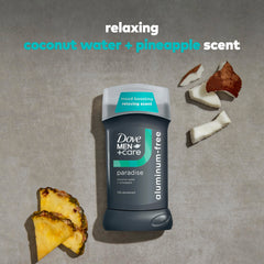 Dove Men+Care Paradise packaging with coconut water and pineapple notes.