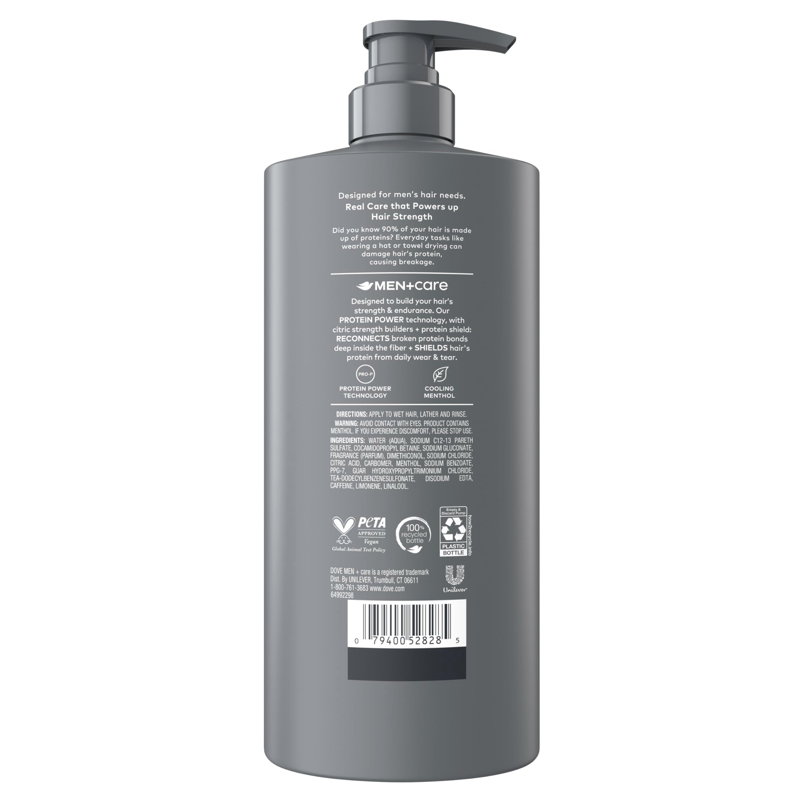 Dove Men+Care protein power shampoo lather illustrating hair resilience.