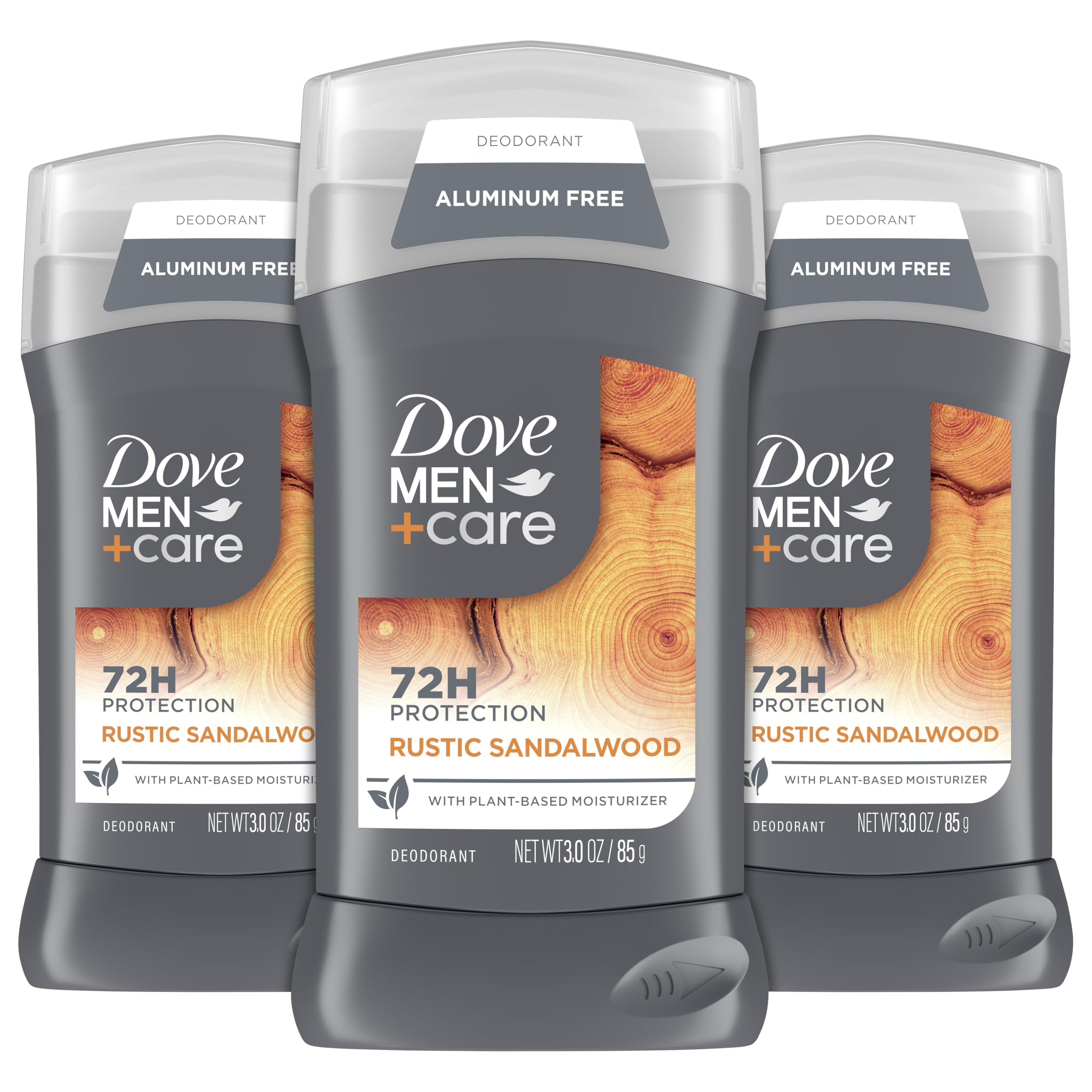 DOVE MEN+CARE Rustic Sandalwood deodorant packaging with 3 oz stick