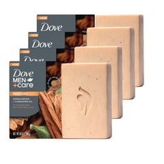 Dove Men+Care sandalwood-cardamom cleansing bar pack provides hydrating cleanse