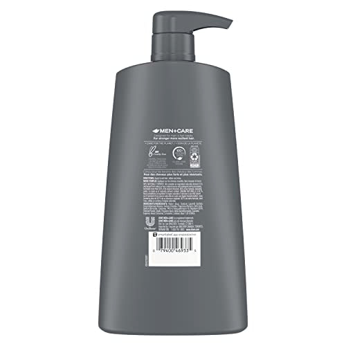 DOVE Men + Care Charcoal + Clay shampoo bottle side view showing size and design