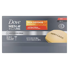 Dove Men+Care Skin Defense bar in hand ready to lather for cleansing