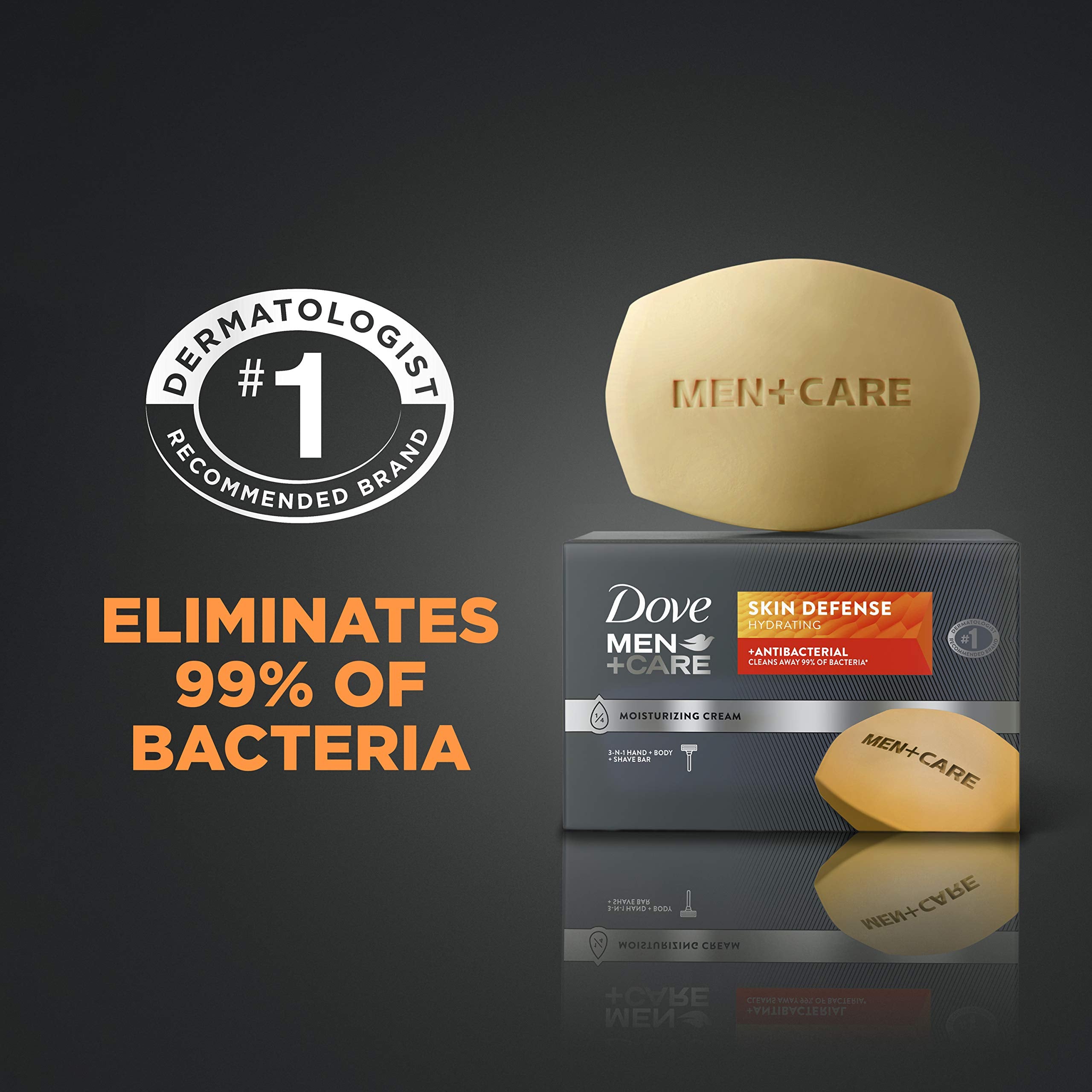 Dove Men+Care Skin Defense bar after rinse leaves skin clean