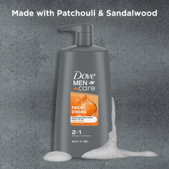 DOVE MEN+CARE hair-fiber illustration shows strengthened roots and fuller appearance
