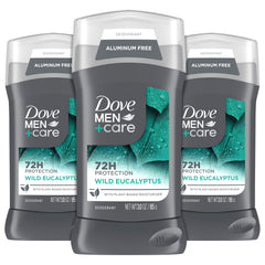 Dove Men+Care Wild Eucalyptus deodorant stick front view for lasting freshness.