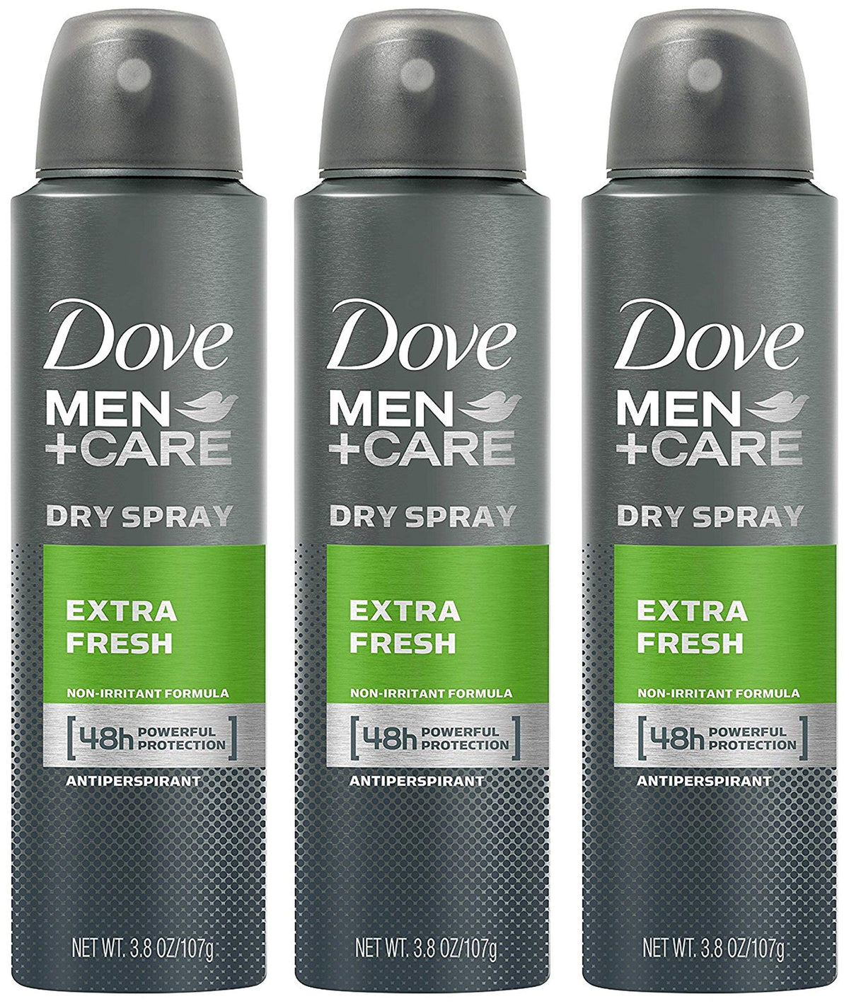 Dove Men's Antiperspirant Extra Fresh 3-pack front view for long-lasting daily protection.