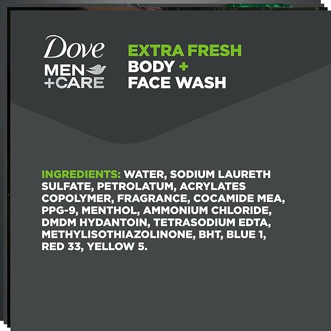 Dove Men+Care Extra Fresh pump bottle in a bathroom setup for daily routine