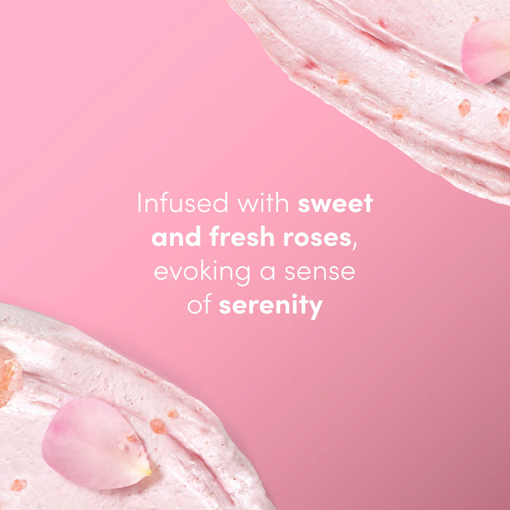 Dove Mixed Body Scrub rinse reveals fresh, radiant skin after exfoliation.