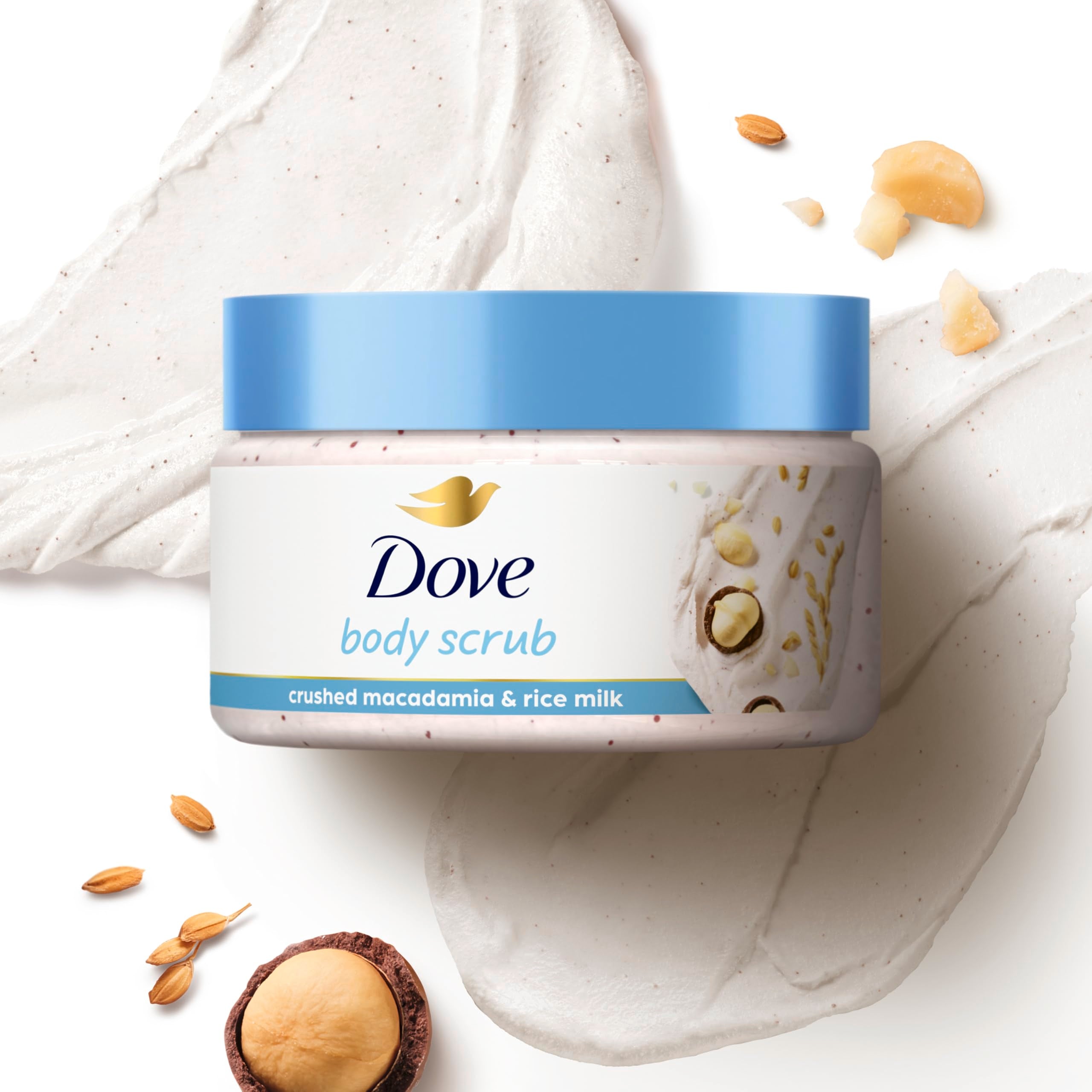 Three-pack display of Dove Mixed Body Scrub emphasizes value for a routine boost.