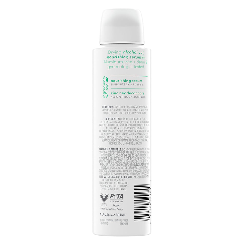 Dove Morning Dew packaging highlights nourishing serum for skin care.