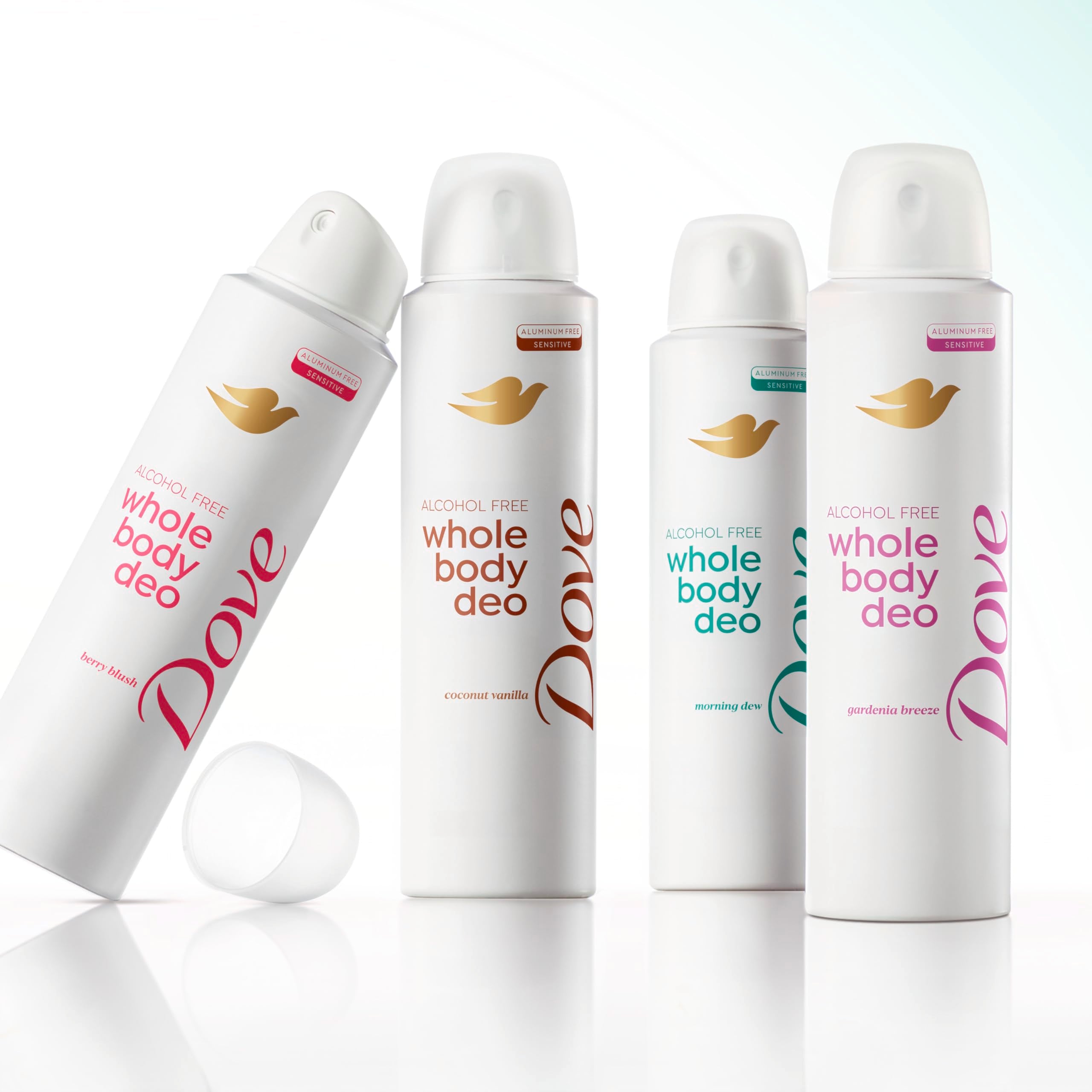 Dove Morning Dew use across pits, chest, back, and thighs.