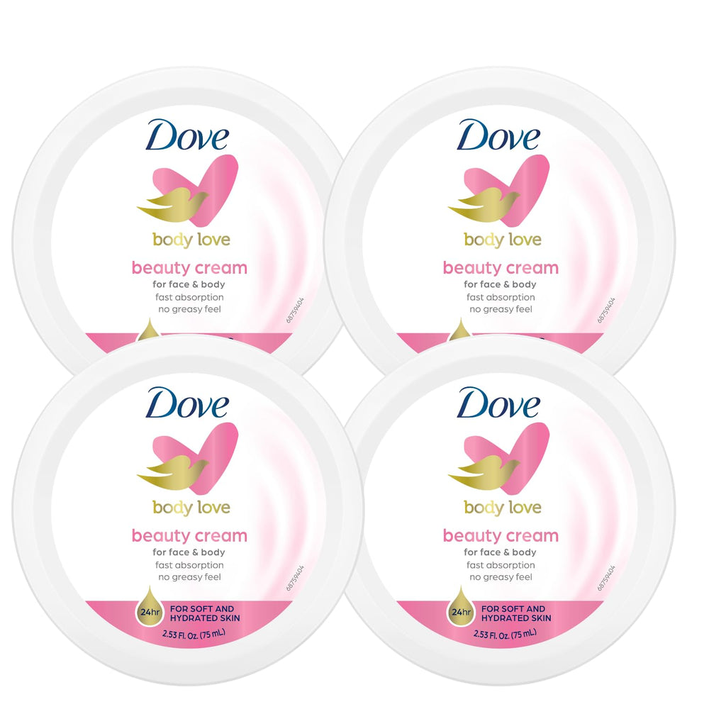 Dove Nourishing Body Care cream jar close-up showing rich texture for smooth skin.