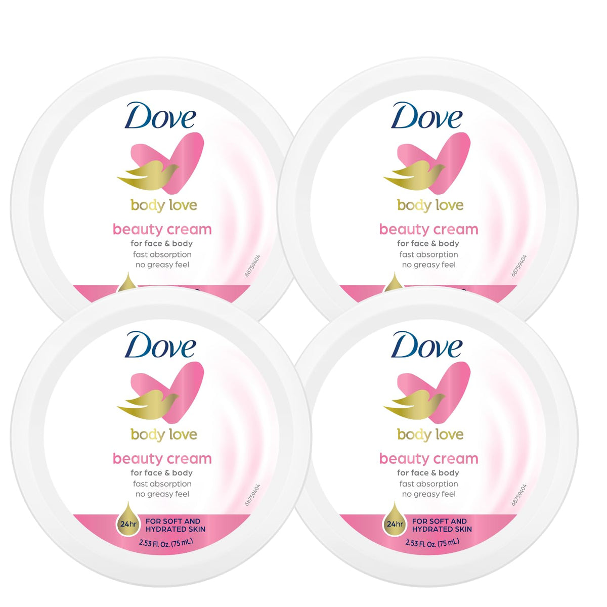 Dove Nourishing Body Care cream jar close-up showing rich texture for smooth skin.