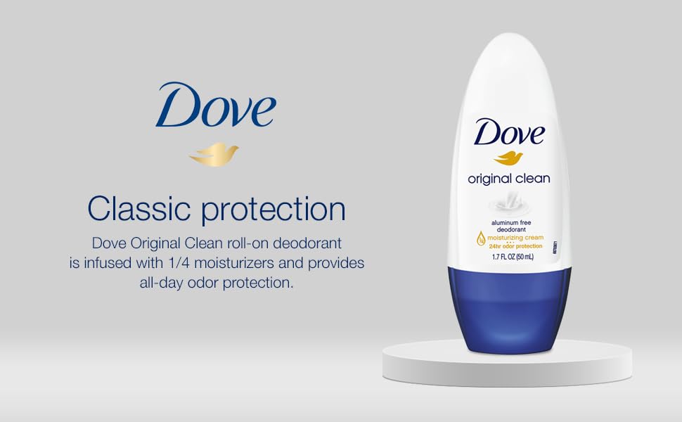 Underarm skincare focus shows smooth contact with the Dove roll-on.