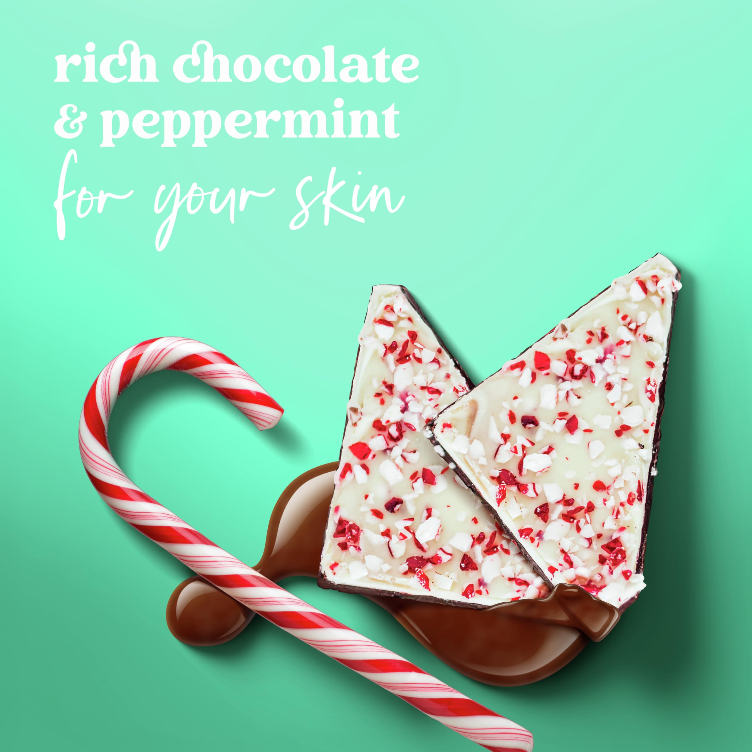 Dove Peppermint Bark label close-up conveys festive limited edition appeal.