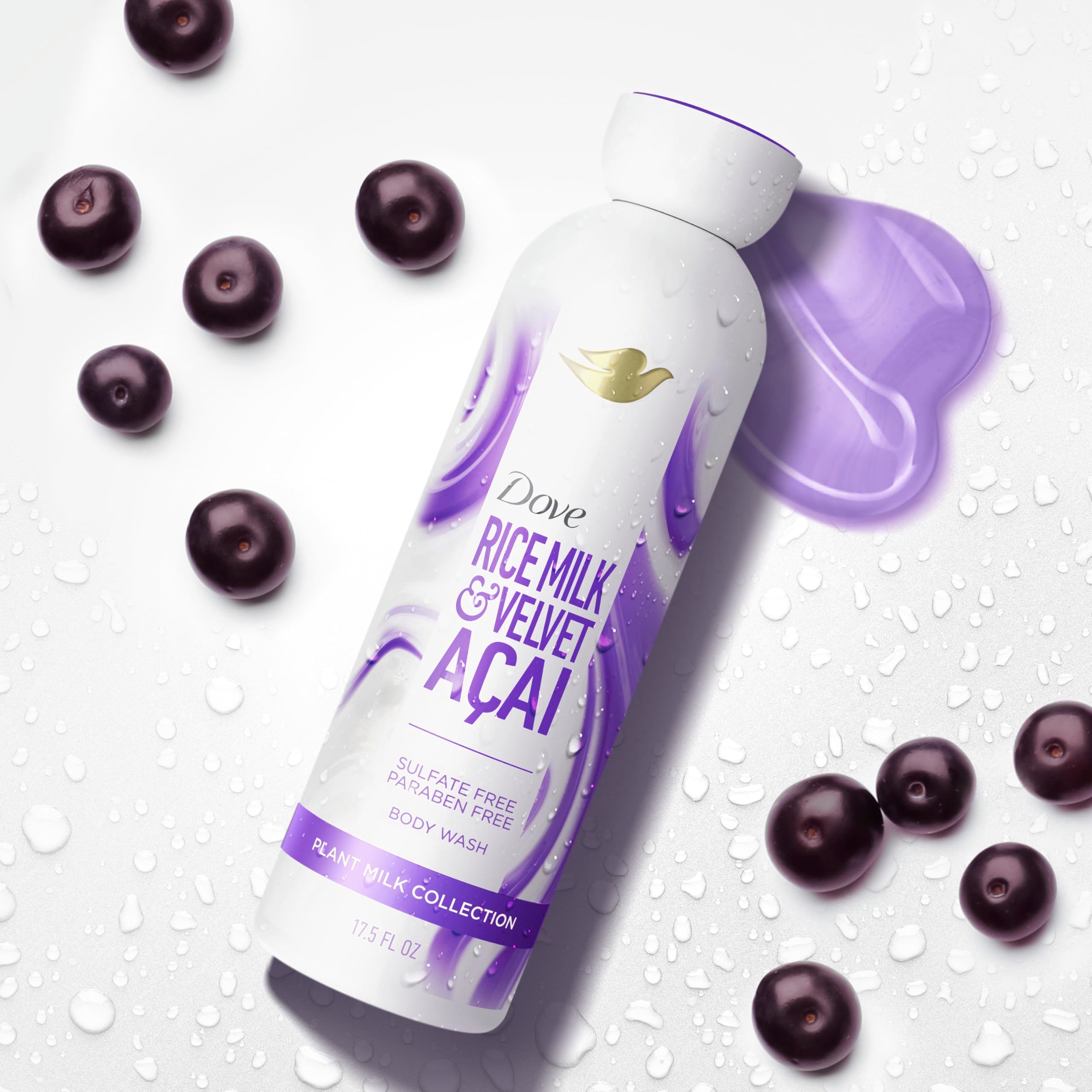 Dove Plant Milk Cleansing Body Wash fragrance profile featuring Acai & Rice Milk