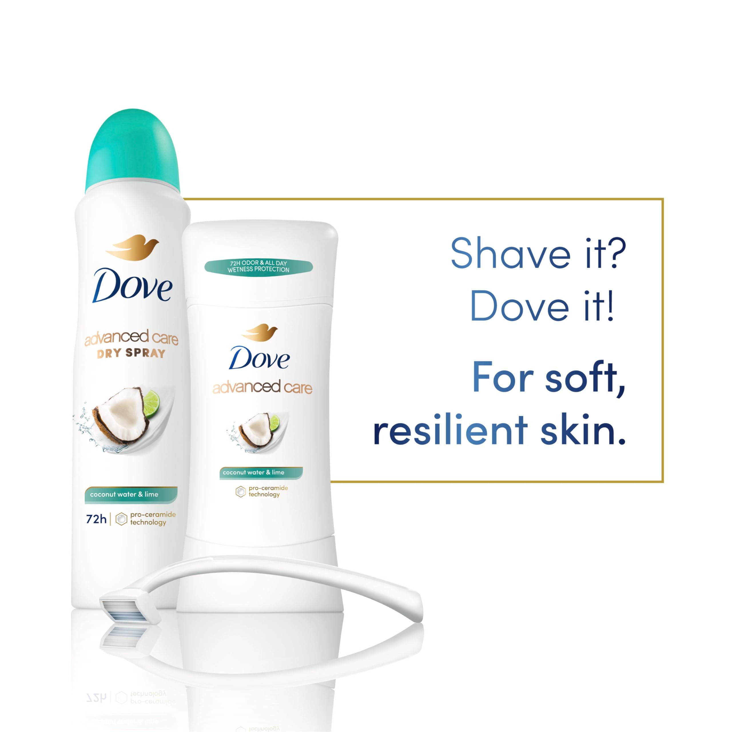Dove Pro Ceramide Technology close-up highlighting barrier-boosting formula.