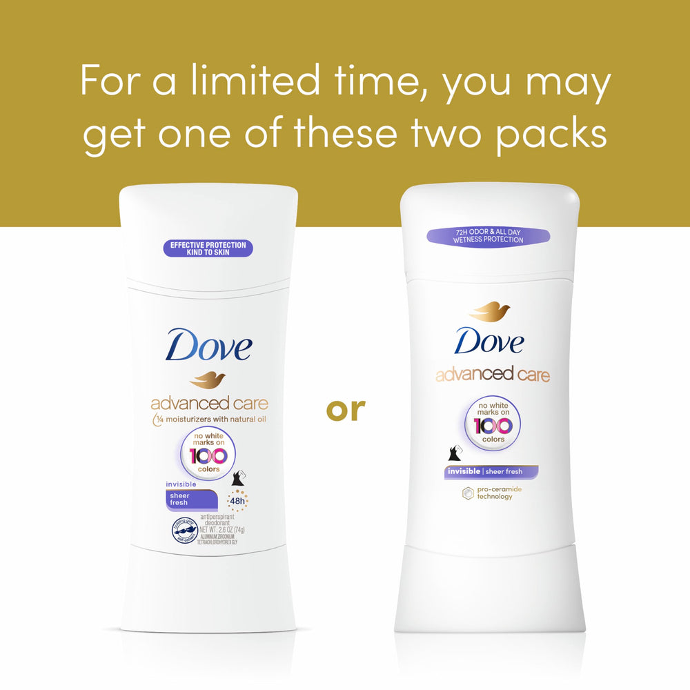 Pro-Ceramide technology label indicates skin barrier support on Dove stick.