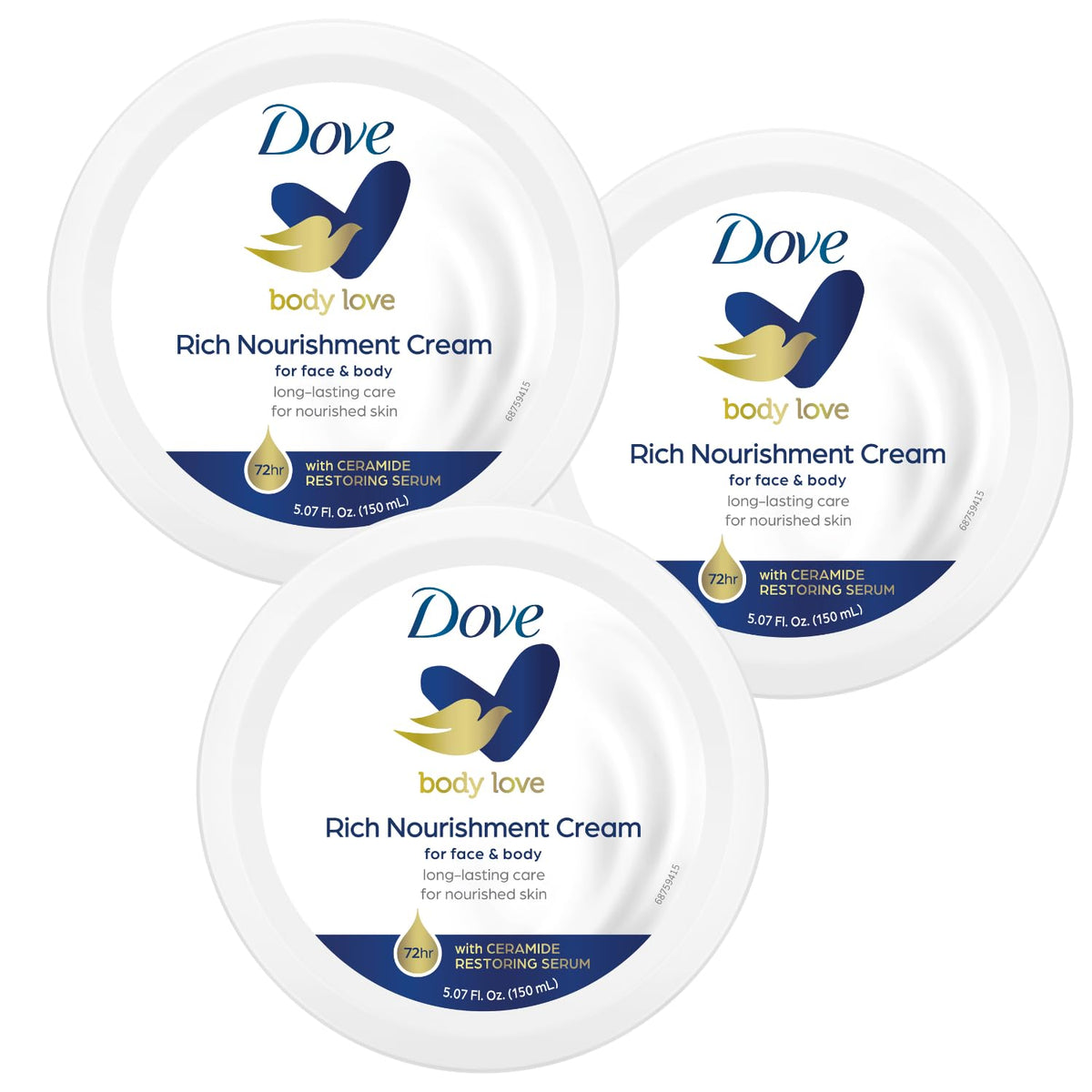 Dove Rich Nourishing Cream jar close-up showing creamy texture for dry skin