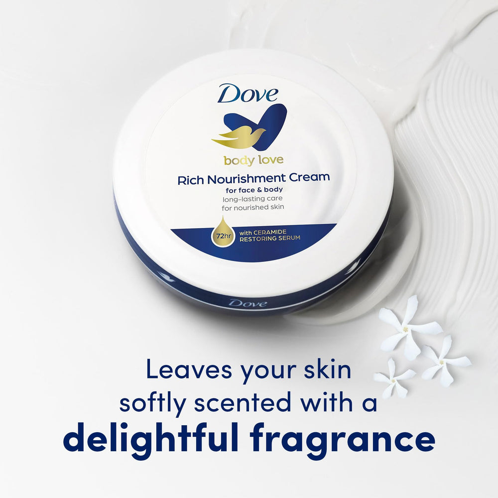 Dove Rich Nourishing Cream quick-absorption demonstrates non-greasy feel
