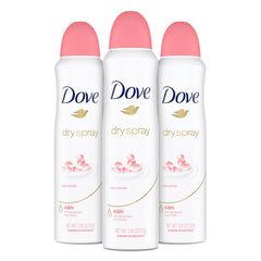 Dove Rose Petals dry spray application underarm protection.