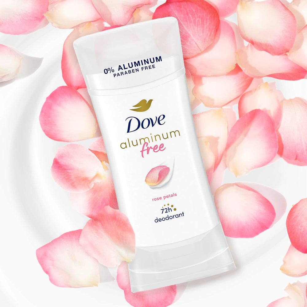 Odor protection up to 48 hours with Dove Rose Petals deodorant.
