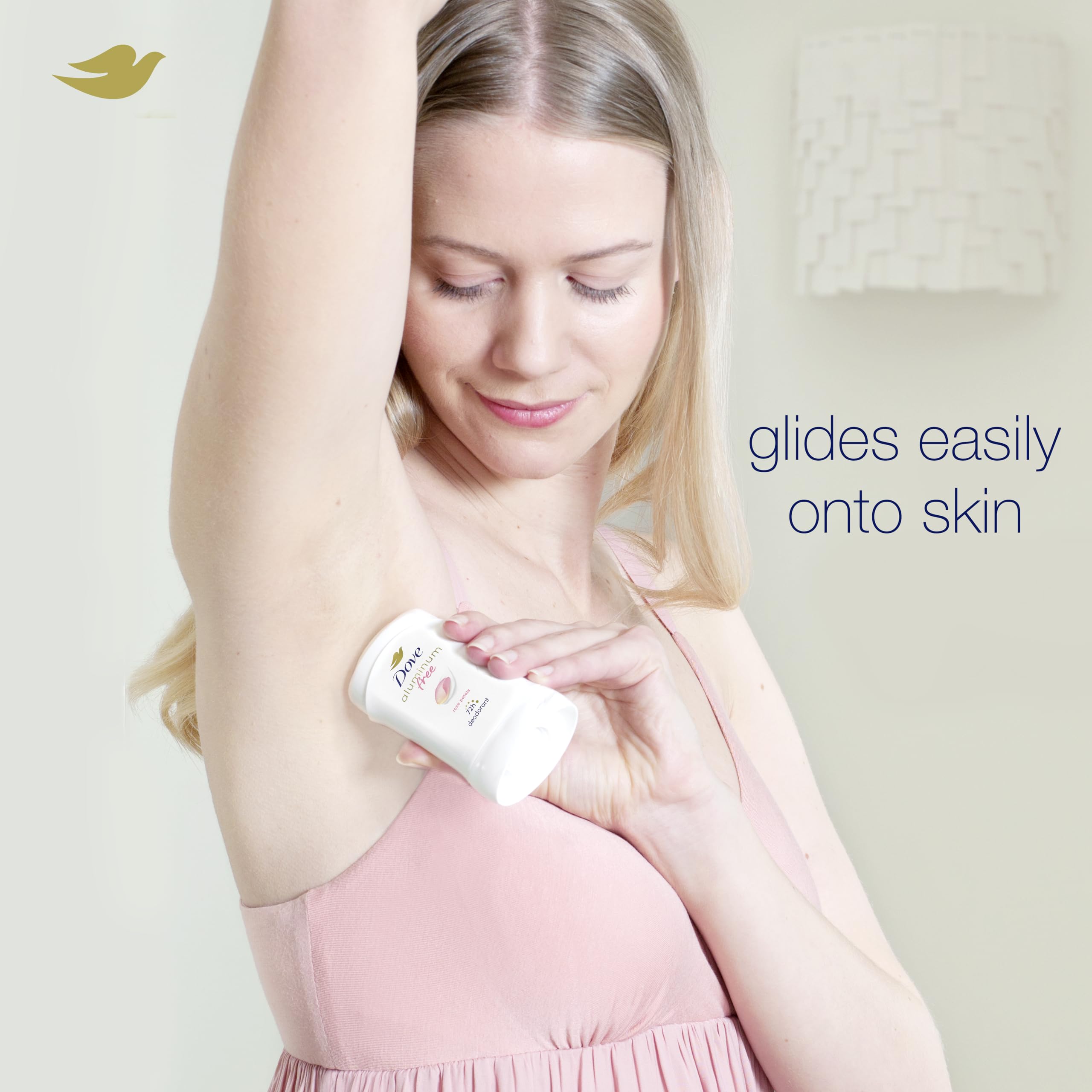 ¼ moisturizers in Dove Rose Petals deodorant soften underarms during daily use.