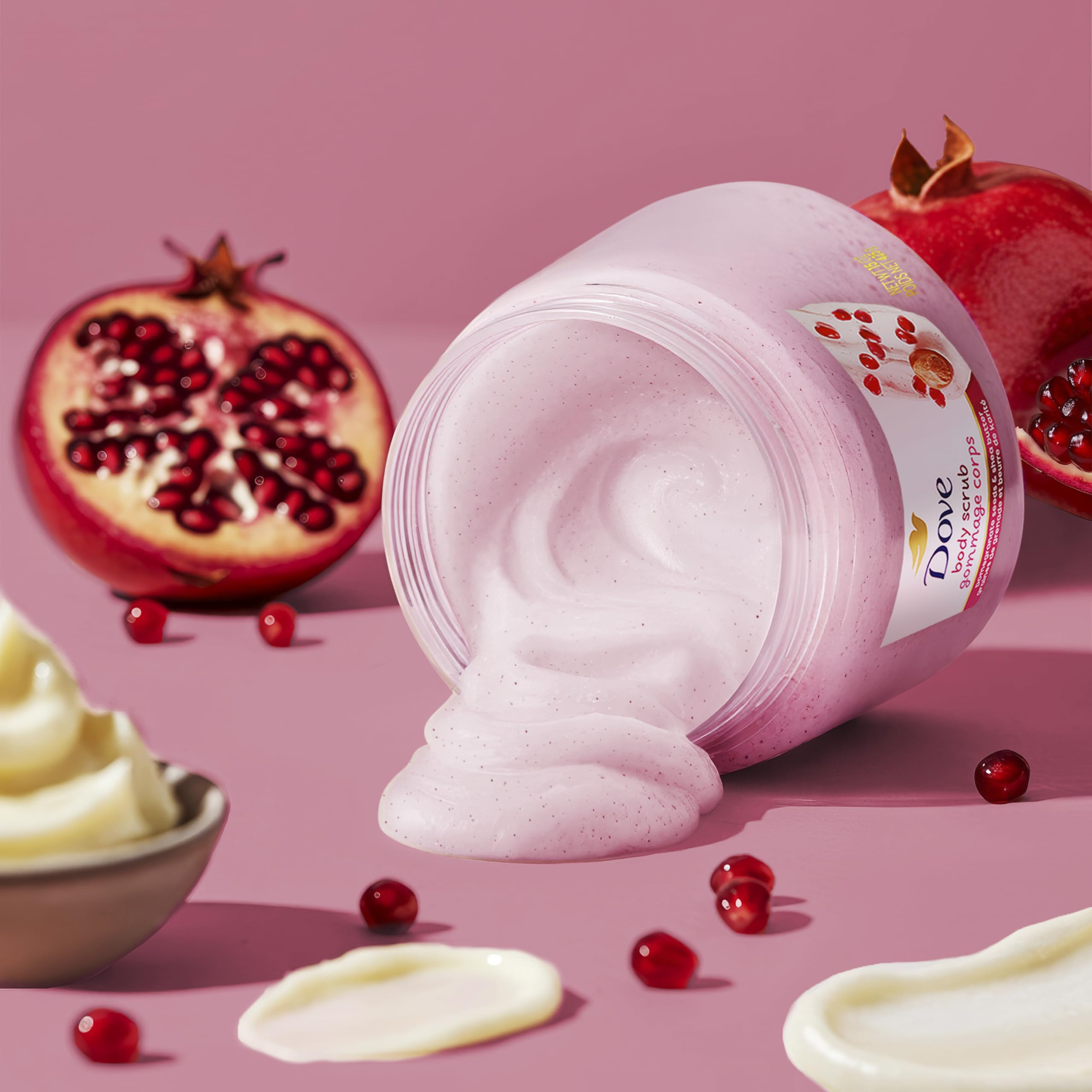 Rinsing Dove scrub away to reveal smoother skin.