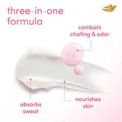 Dove formula with 3.6% AHA balances pH and targets odor.