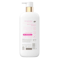 Dove Serum Body Wash Skin Replenish foam-lather close-up highlighting creamy serum wash and pink lily aroma