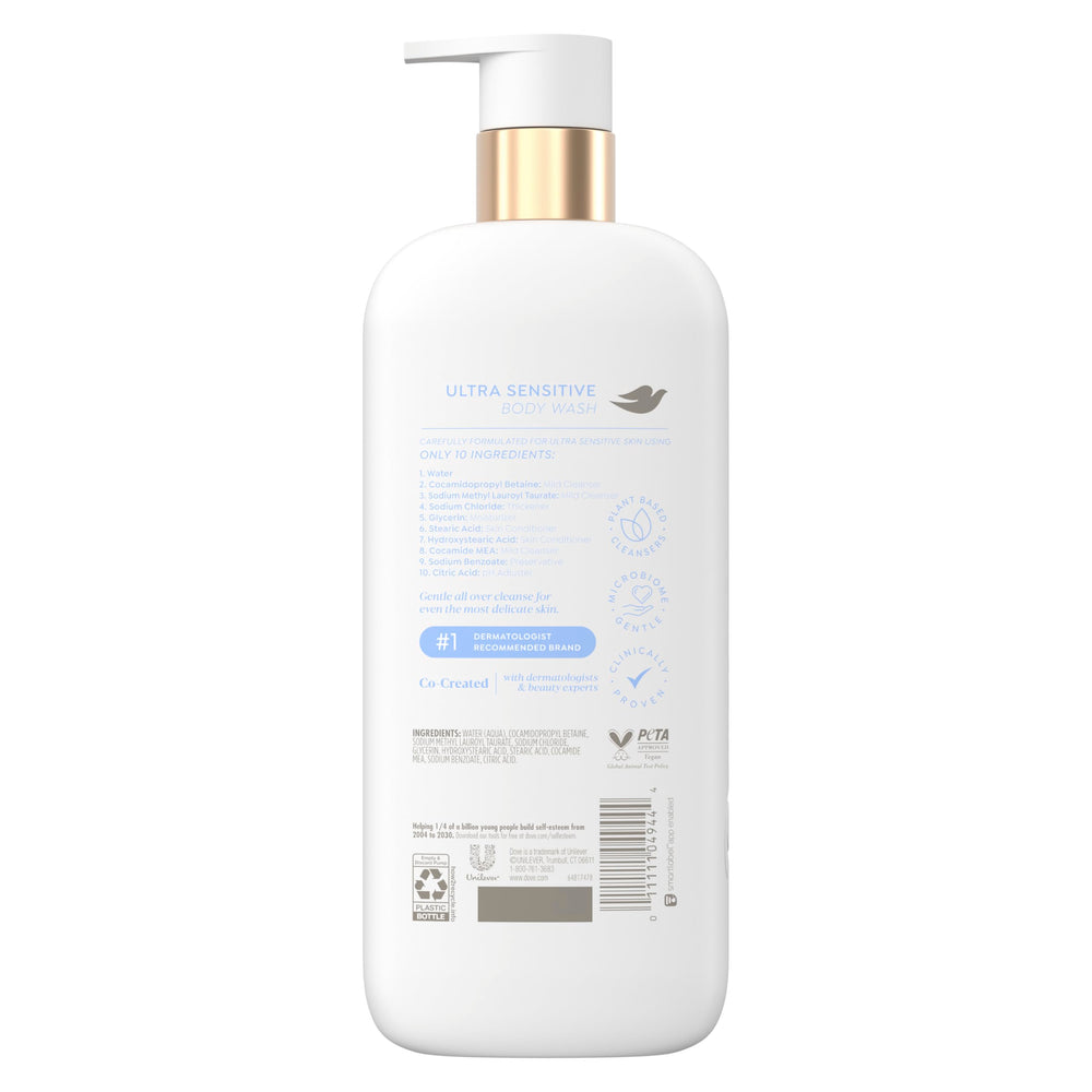 Dove Serum Body Wash Ultra Gentle lather forming on a hand indicating mild cleansing.