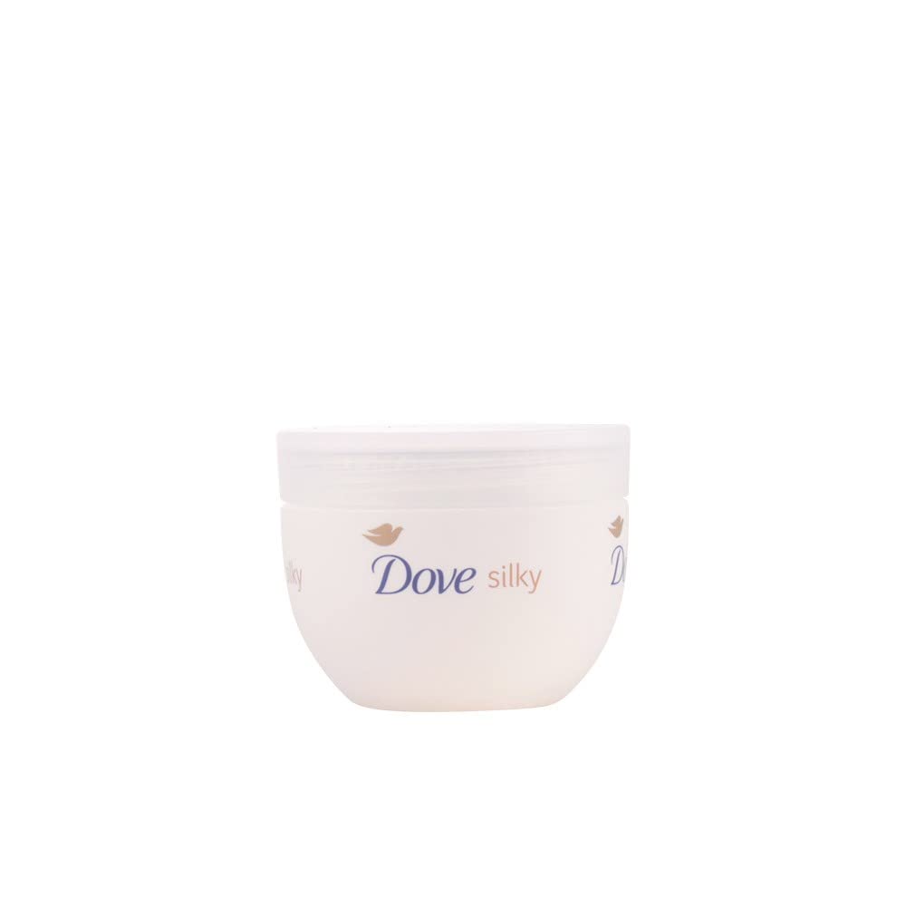 Dove Silky Nourishment body cream bottle for deeply moisturized, soft skin.