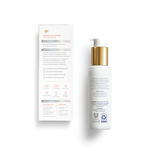 Dove Targeted Serum bottle pump in use for quick, non-greasy absorption.