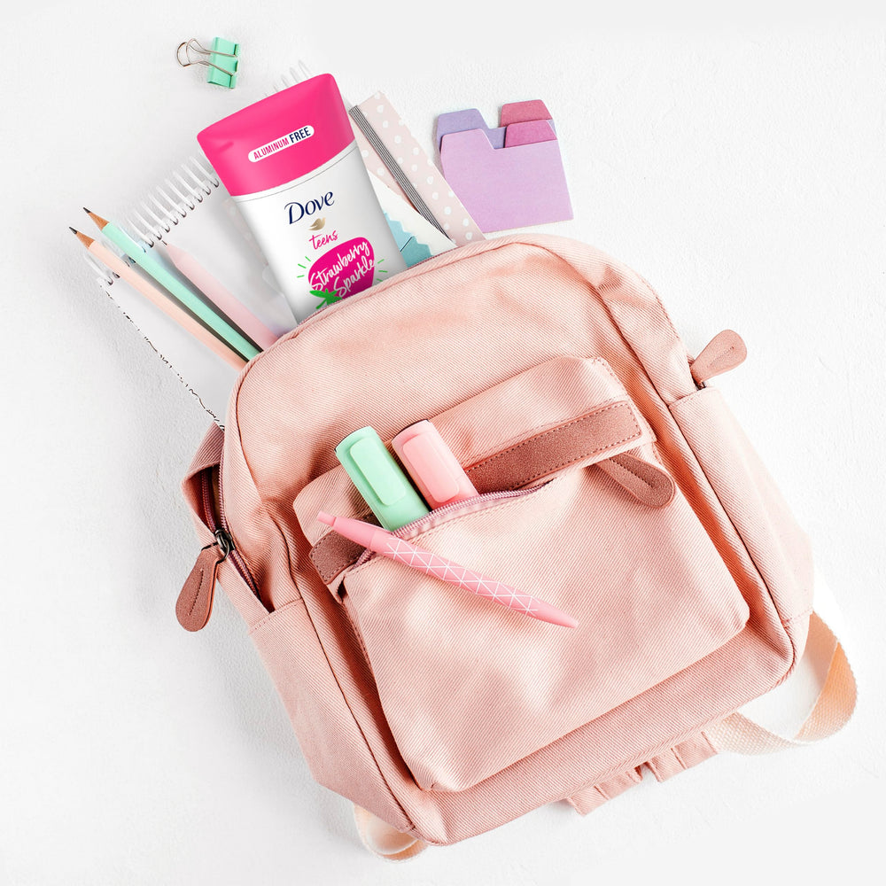 Dove Teens Strawberry Sparkle fragrance notes add a fruity scent.