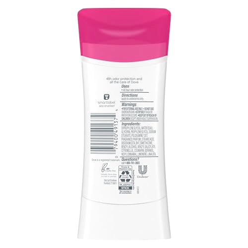 Close-up of Dove Teens Strawberry Sparkle Stick label reveals 2.6 oz size.