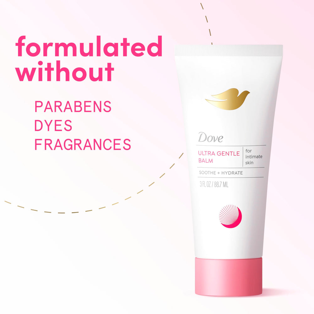 Dove Ultra Gentle Balm being applied to intimate skin with care.