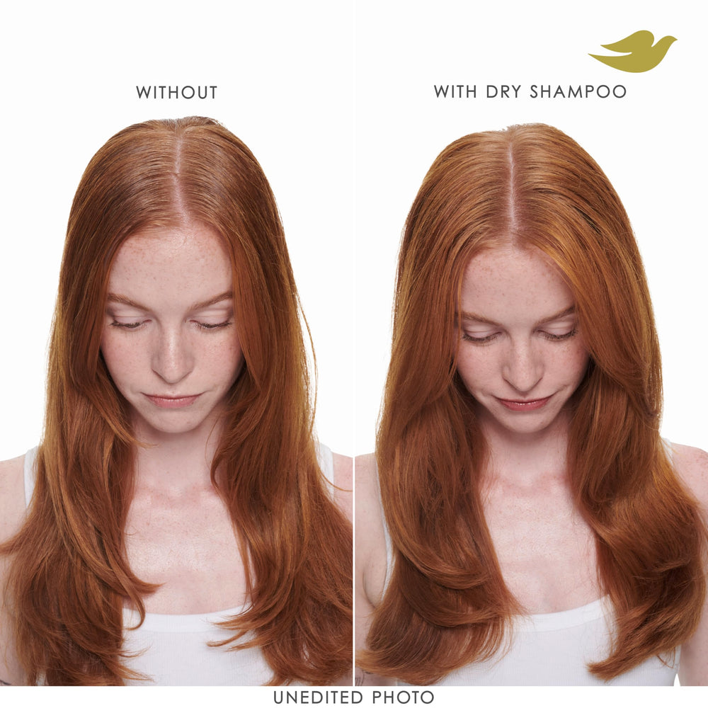 Dove vegan PETA-approved dry shampoo advertised on packaging.