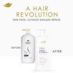 Dove Volume & Fullness conditioner bottle pairs with the shampoo for fuller hair.