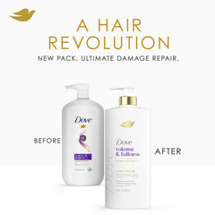 Dove Volume & Fullness conditioner label details highlighting key ingredients.