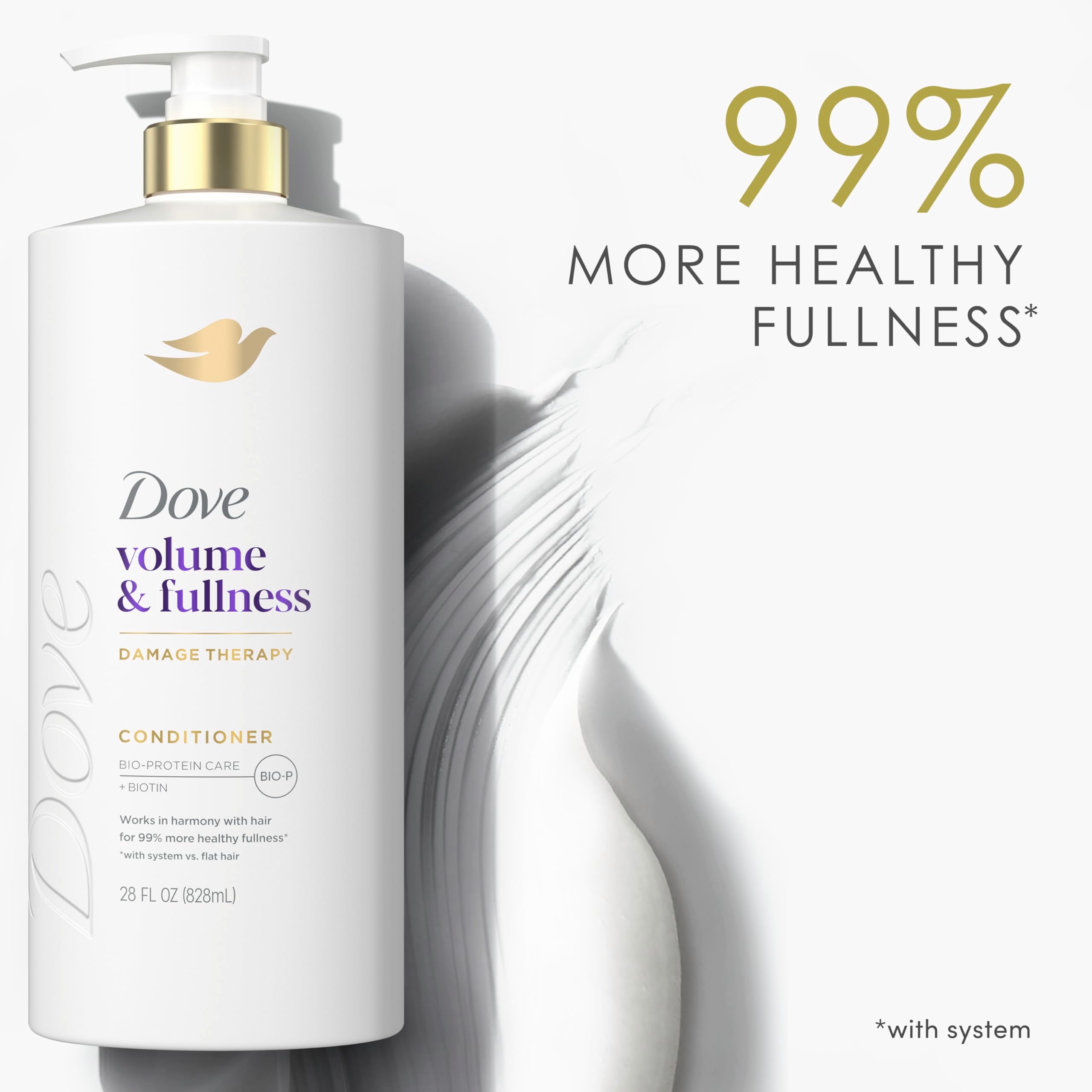 Creamy lather of Dove conditioner shown on hand.