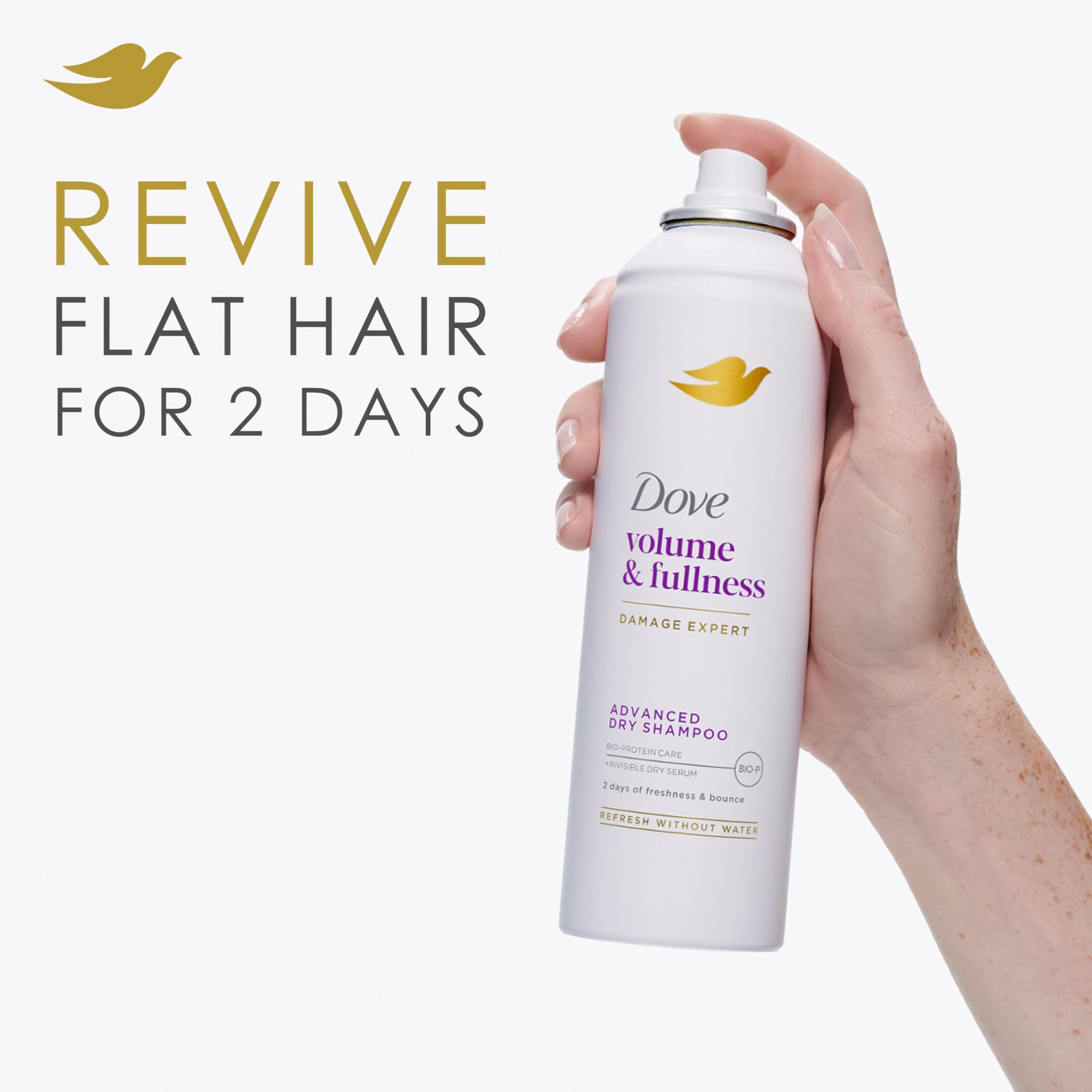 Dove Volume & Fullness spray in a compact can for travel