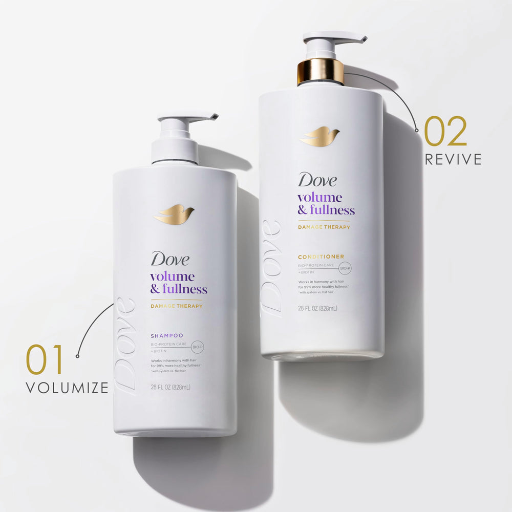 Dove Volume & Fullness science image communicates science-backed hair repair.