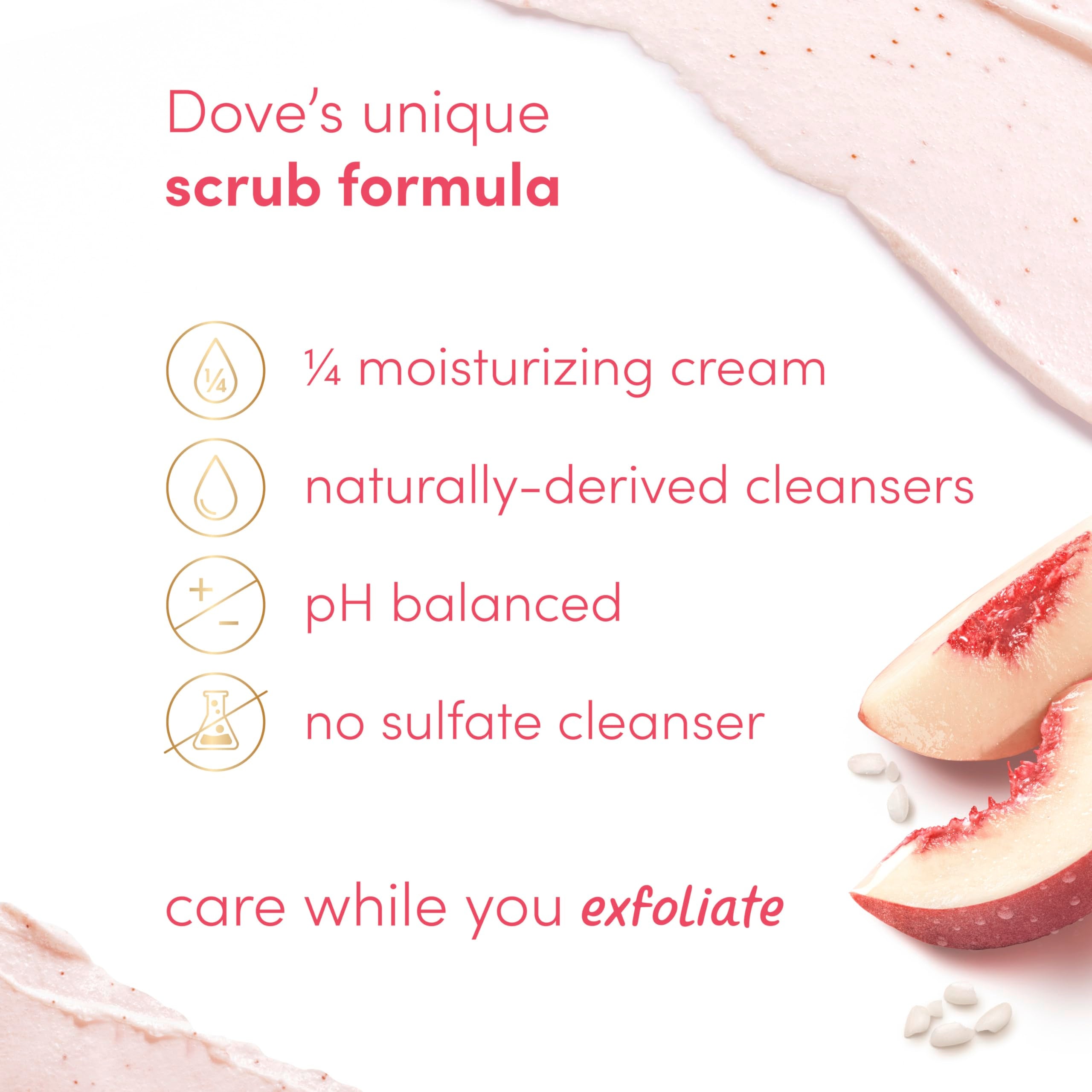 Dove scrub jar highlighting 100% recycled plastic packaging and sustainability.