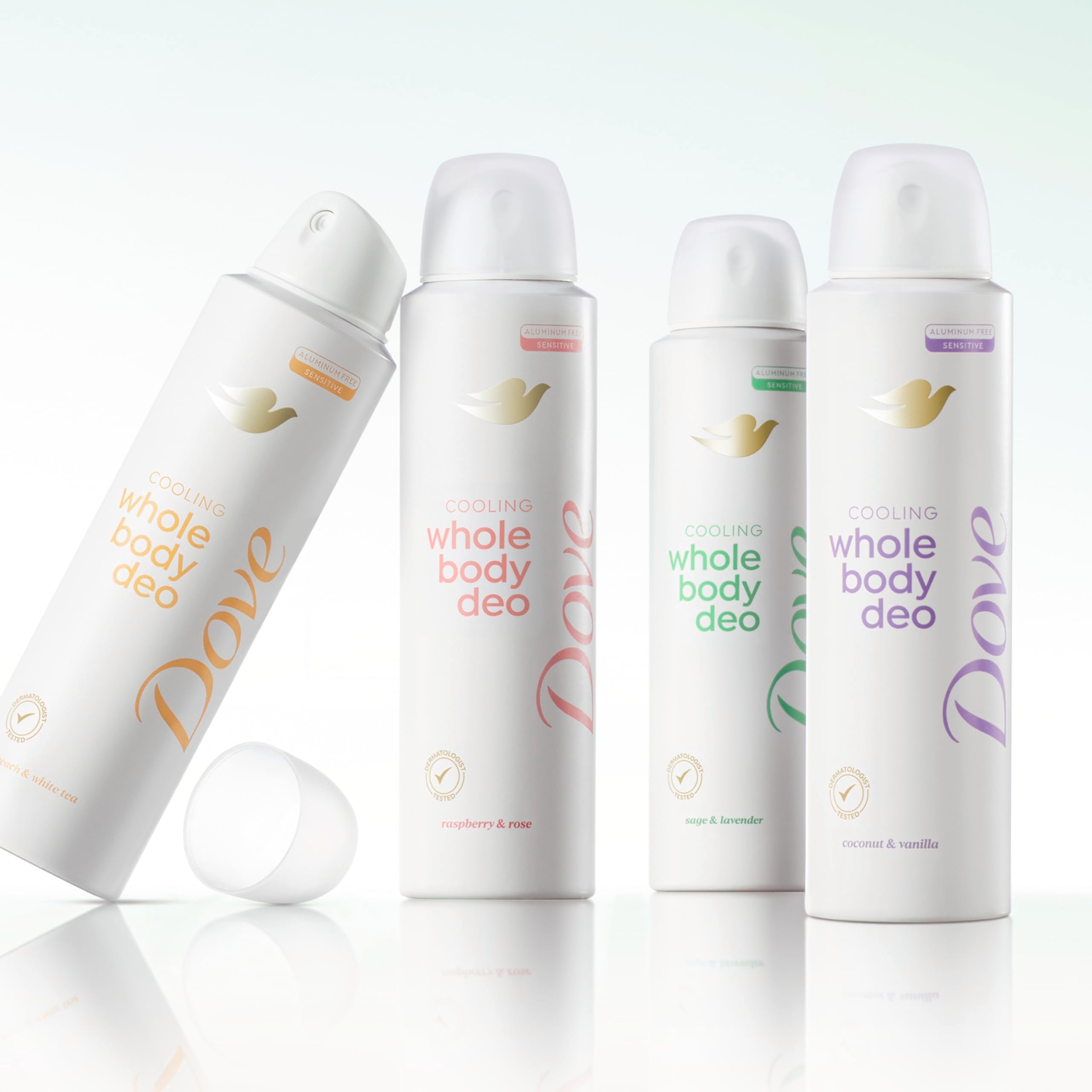Dove bottle beside towels suggests all-over freshness beyond the underarms.