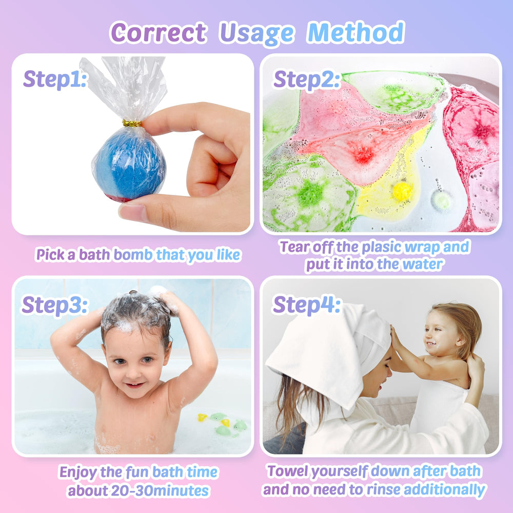 Kids enjoy safe, scented bath time with DOVIPE bombs.