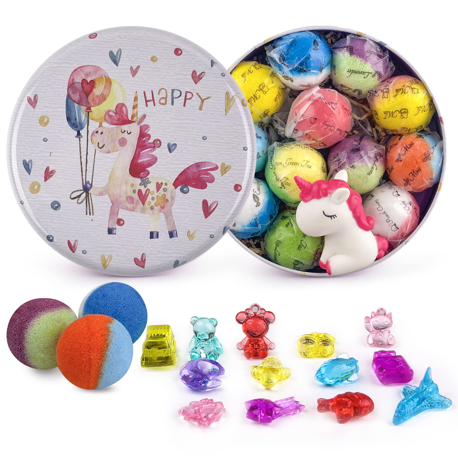 DOVIPE kids bath bombs reveal surprise crystal toy inside for bath time fun.